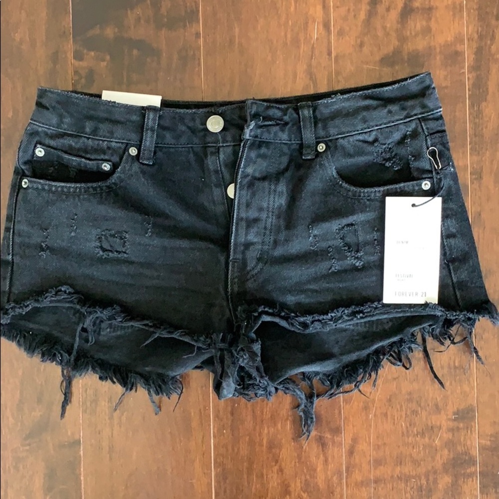 Forever21 Black festival denim shorts